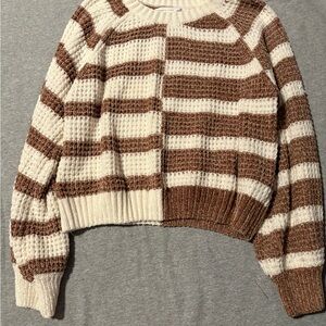 Altar'd State Brown and Cream Striped Sweater